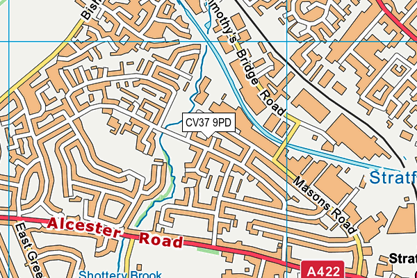 CV37 9PD map - OS VectorMap District (Ordnance Survey)