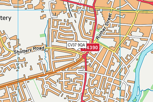 CV37 9QA map - OS VectorMap District (Ordnance Survey)