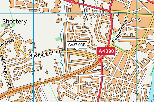 CV37 9QB map - OS VectorMap District (Ordnance Survey)