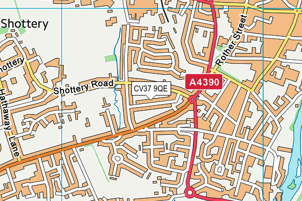 CV37 9QE map - OS VectorMap District (Ordnance Survey)