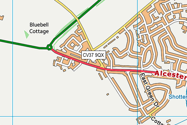 CV37 9QX map - OS VectorMap District (Ordnance Survey)