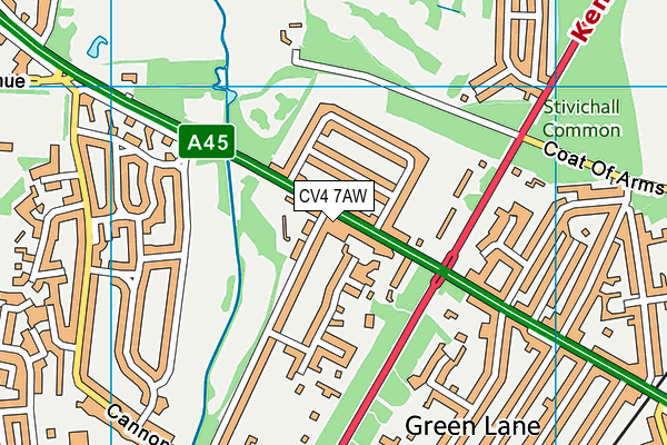 CV4 7AW map - OS VectorMap District (Ordnance Survey)