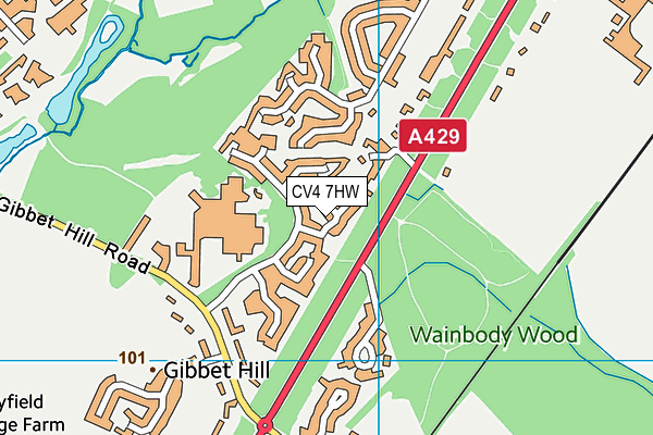 CV4 7HW map - OS VectorMap District (Ordnance Survey)