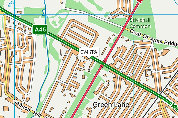 CV4 7PA map - OS VectorMap District (Ordnance Survey)