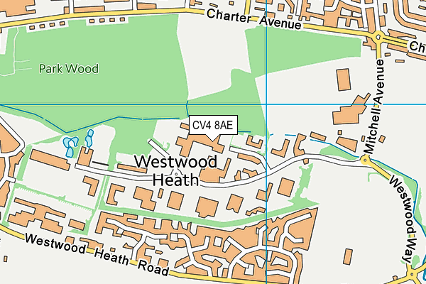 CV4 8AE map - OS VectorMap District (Ordnance Survey)