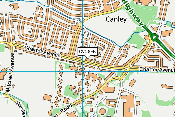 CV4 8EB map - OS VectorMap District (Ordnance Survey)