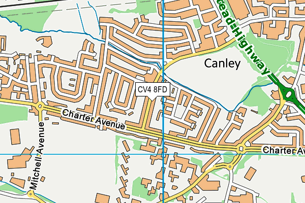 CV4 8FD map - OS VectorMap District (Ordnance Survey)