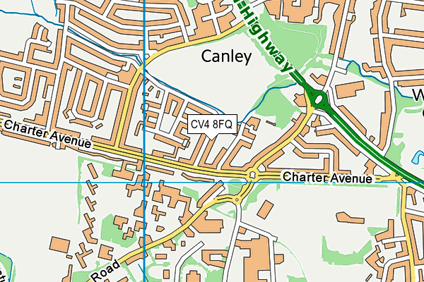 CV4 8FQ map - OS VectorMap District (Ordnance Survey)