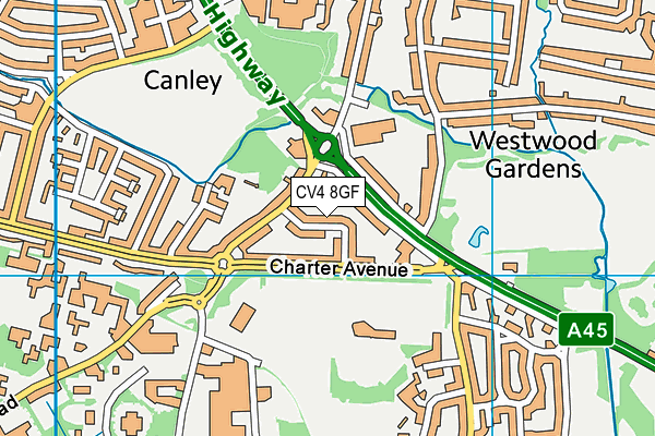CV4 8GF map - OS VectorMap District (Ordnance Survey)