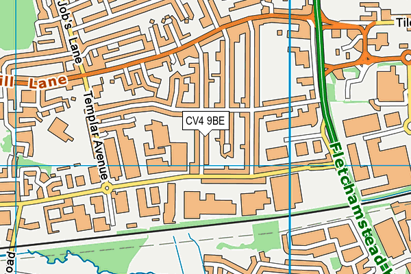 CV4 9BE map - OS VectorMap District (Ordnance Survey)