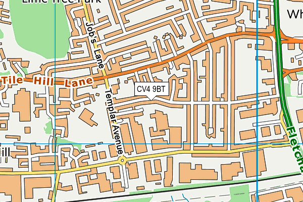CV4 9BT map - OS VectorMap District (Ordnance Survey)