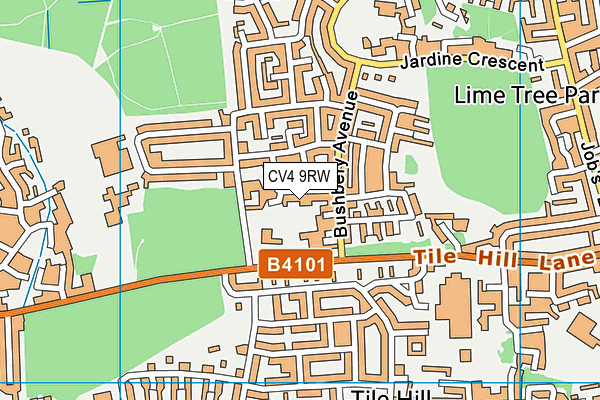 CV4 9RW map - OS VectorMap District (Ordnance Survey)