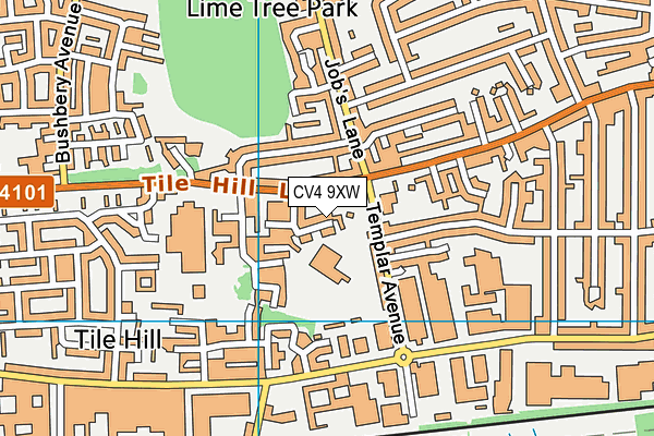 CV4 9XW map - OS VectorMap District (Ordnance Survey)