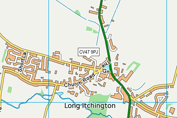 Long Itchington Playing Field map (CV47 9PJ) - OS VectorMap District (Ordnance Survey)