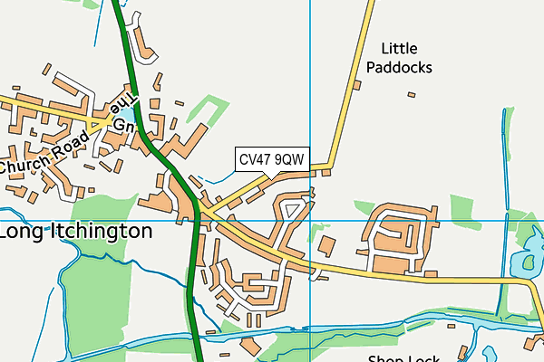 CV47 9QW map - OS VectorMap District (Ordnance Survey)