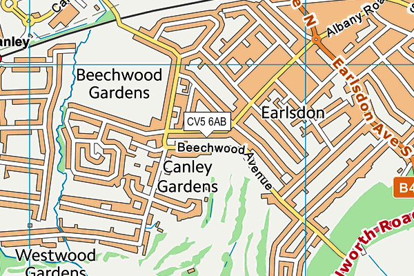 CV5 6AB map - OS VectorMap District (Ordnance Survey)