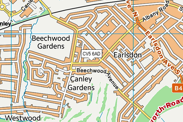 CV5 6AD map - OS VectorMap District (Ordnance Survey)