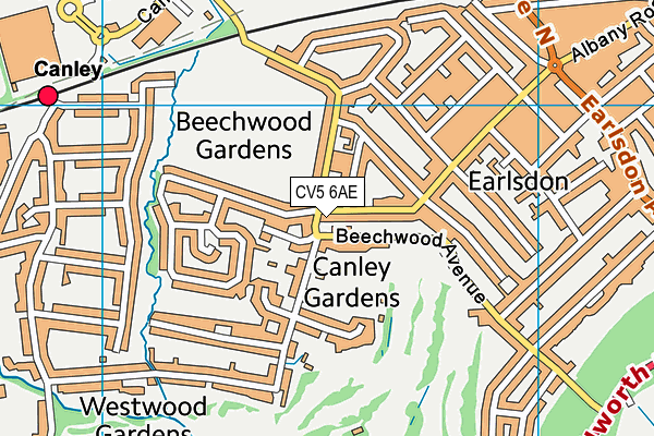 CV5 6AE map - OS VectorMap District (Ordnance Survey)