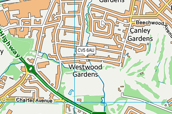 CV5 6AU map - OS VectorMap District (Ordnance Survey)