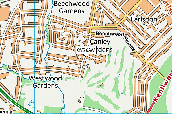 CV5 6AW map - OS VectorMap District (Ordnance Survey)