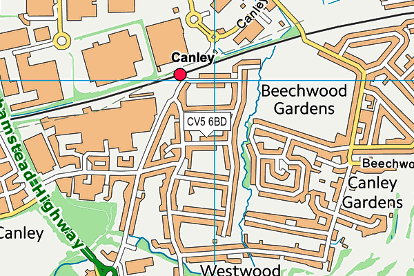 CV5 6BD map - OS VectorMap District (Ordnance Survey)