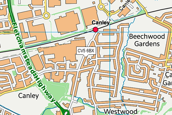 CV5 6BX map - OS VectorMap District (Ordnance Survey)