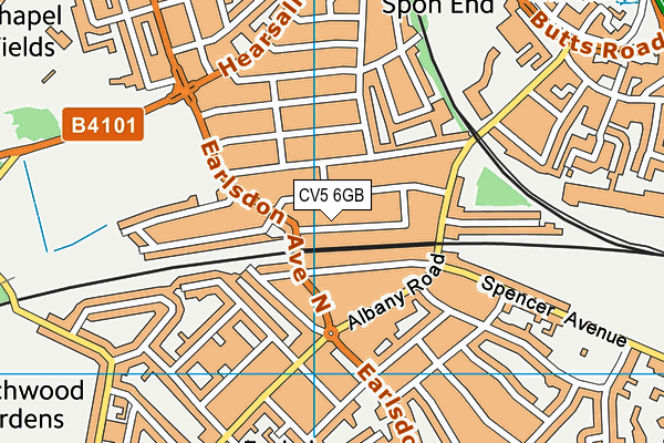 CV5 6GB map - OS VectorMap District (Ordnance Survey)