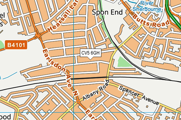 CV5 6GH map - OS VectorMap District (Ordnance Survey)