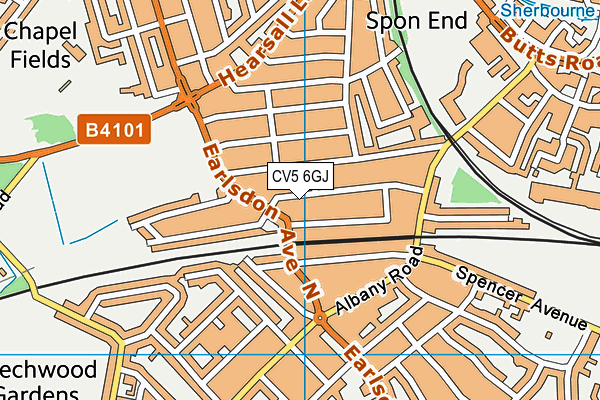 CV5 6GJ map - OS VectorMap District (Ordnance Survey)