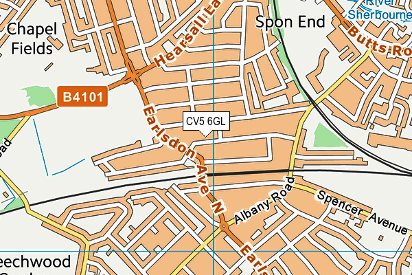 CV5 6GL map - OS VectorMap District (Ordnance Survey)