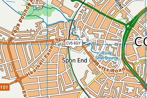 CV5 6GY map - OS VectorMap District (Ordnance Survey)