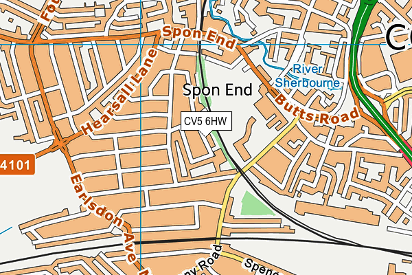 CV5 6HW map - OS VectorMap District (Ordnance Survey)