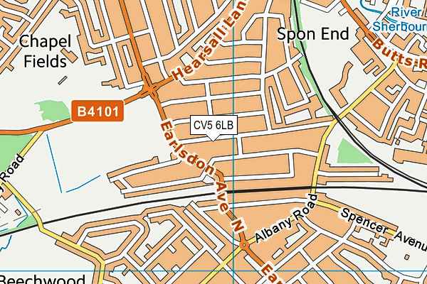 CV5 6LB map - OS VectorMap District (Ordnance Survey)