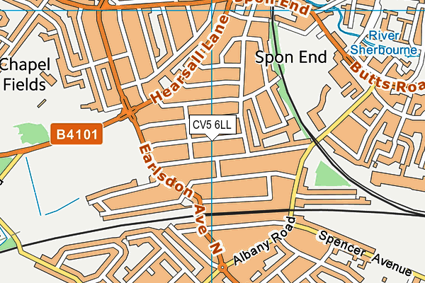 CV5 6LL map - OS VectorMap District (Ordnance Survey)