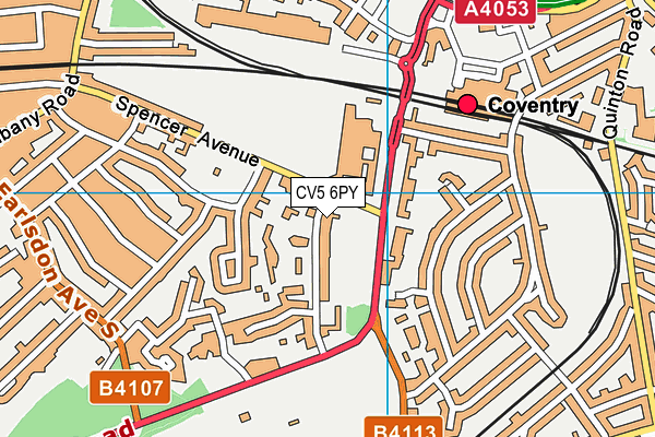 CV5 6PY map - OS VectorMap District (Ordnance Survey)