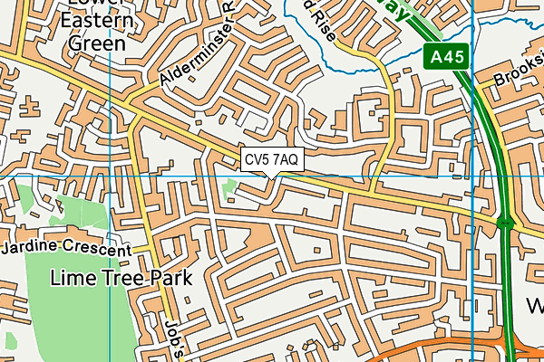 CV5 7AQ map - OS VectorMap District (Ordnance Survey)