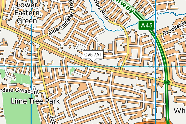 CV5 7AT map - OS VectorMap District (Ordnance Survey)