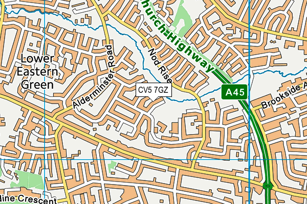 CV5 7GZ map - OS VectorMap District (Ordnance Survey)