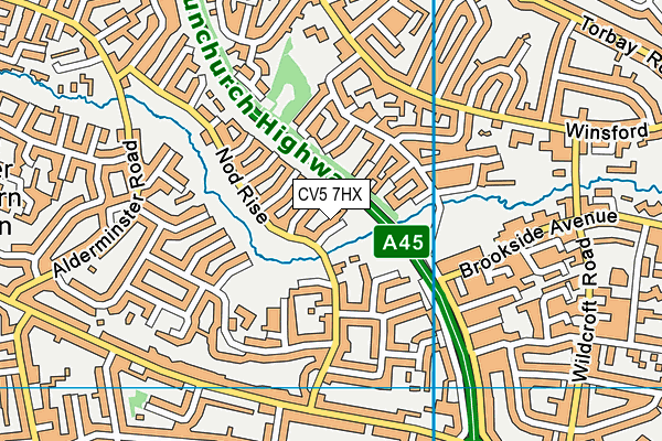 CV5 7HX map - OS VectorMap District (Ordnance Survey)