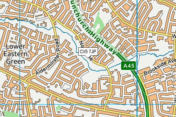CV5 7JP map - OS VectorMap District (Ordnance Survey)