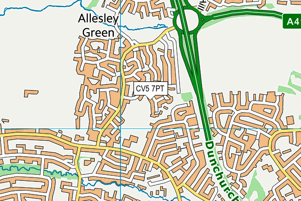 CV5 7PT map - OS VectorMap District (Ordnance Survey)