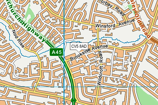 CV5 8AD map - OS VectorMap District (Ordnance Survey)
