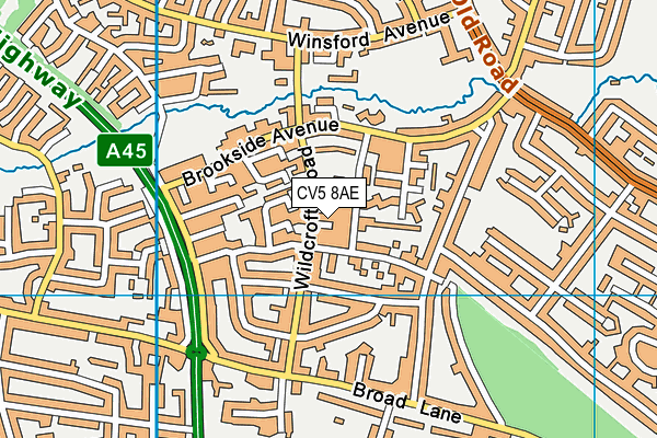CV5 8AE map - OS VectorMap District (Ordnance Survey)