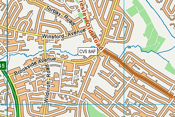 CV5 8AF map - OS VectorMap District (Ordnance Survey)