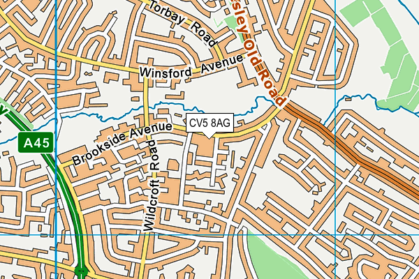 CV5 8AG map - OS VectorMap District (Ordnance Survey)