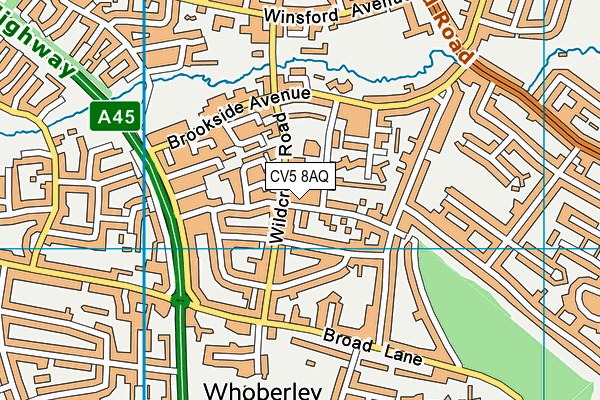 CV5 8AQ map - OS VectorMap District (Ordnance Survey)