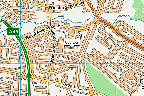 CV5 8AY map - OS VectorMap District (Ordnance Survey)