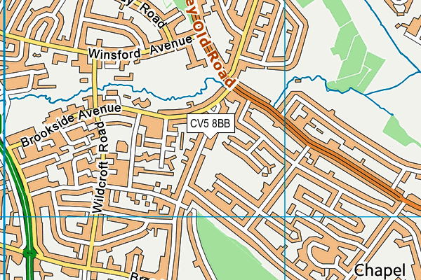 CV5 8BB map - OS VectorMap District (Ordnance Survey)