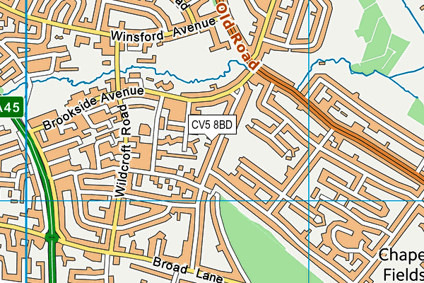 CV5 8BD map - OS VectorMap District (Ordnance Survey)