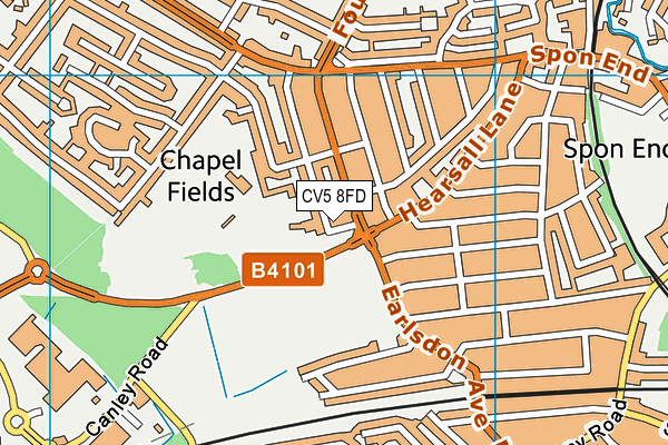 CV5 8FD map - OS VectorMap District (Ordnance Survey)